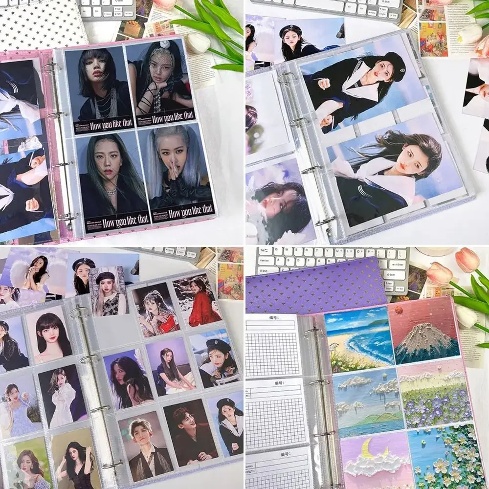 Multiple Pockets A4 Kpop Photocard Binder Transparent PP Photo Album Refill Pages 4 Hole 4 Ring DIY Photocard Holder