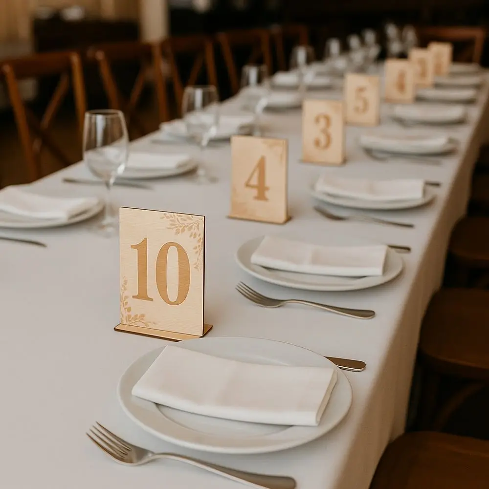 

10pcs 1-10 Numbers Wooden Table Numbers Reusable Elegant Seating Sign Cards with Base Holder Vintage Place Card Holders