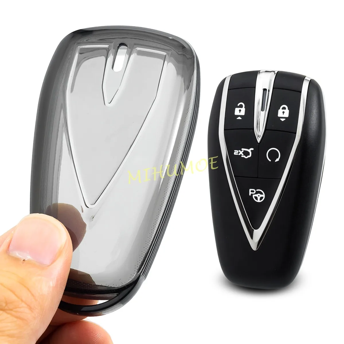 Zwart Transparant Auto Afstandsbediening Sleutelhanger Case Cover Chain Voor Changan CS35 CS55 CS75 PLUS UNI-T UNI-S UNI-K Oshan X5 Plus