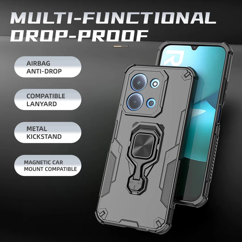 Etui z podpórką do Xiaomi Poco C85 4G, osłona obiektywu, pierścień podtrzymujący, magnetyczny uchwyt, obudowa, fundas, coque