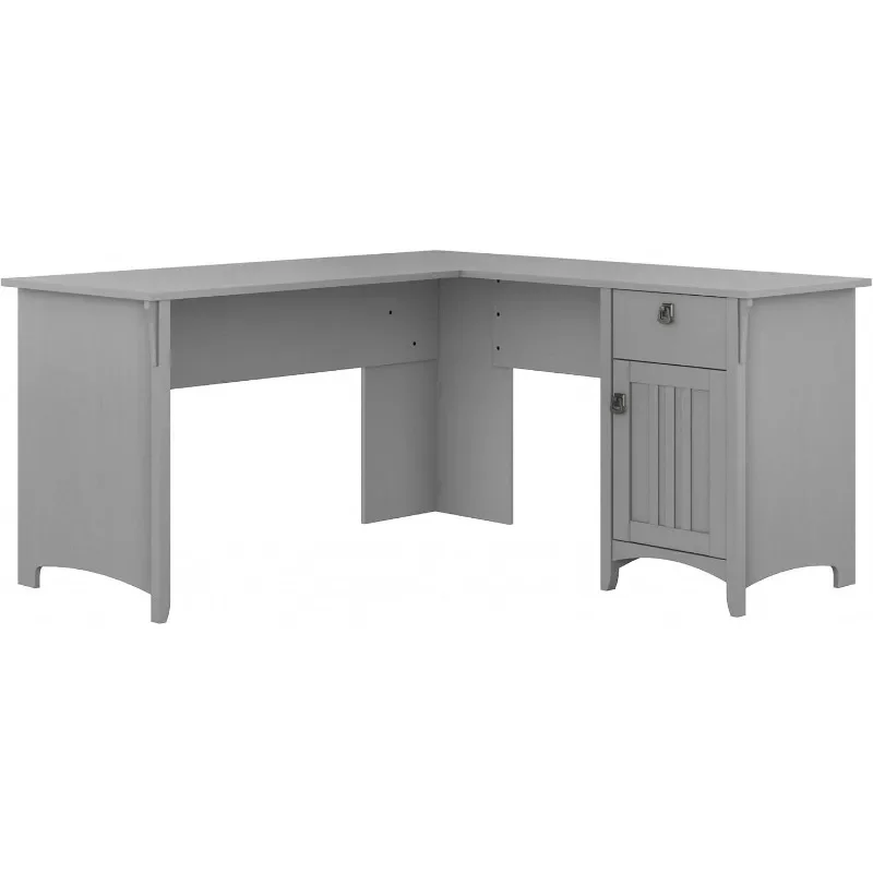 L-shaped desk with storage Modern farmhouse corner table with drawers and cabinets for a home office