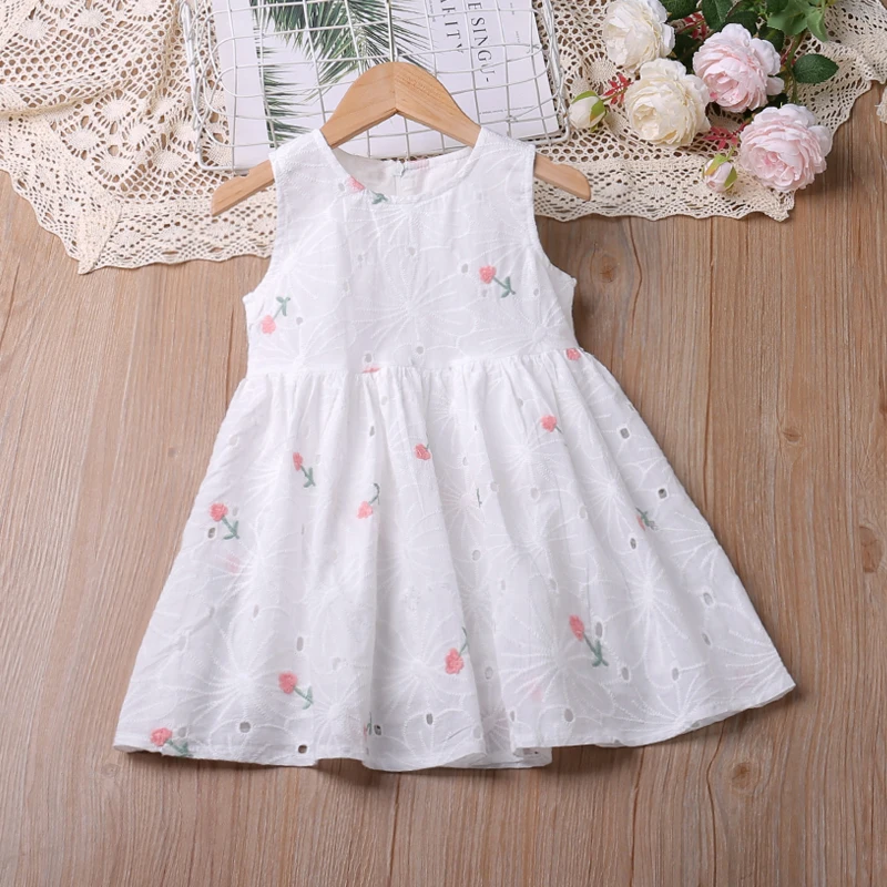 New Summer Clothing For Girls White Dress Embroidered Sun Dress Kid Clothes Girl Children Dress