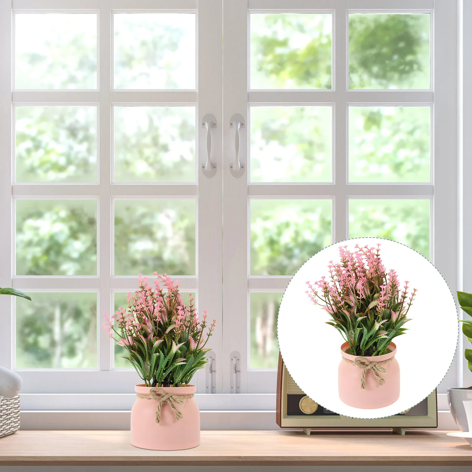 

Realistic Faux Potted Bonsai Artificial Flowers Desktop Decorations Home Office Faux Plant Ornament Fake Flower Decor