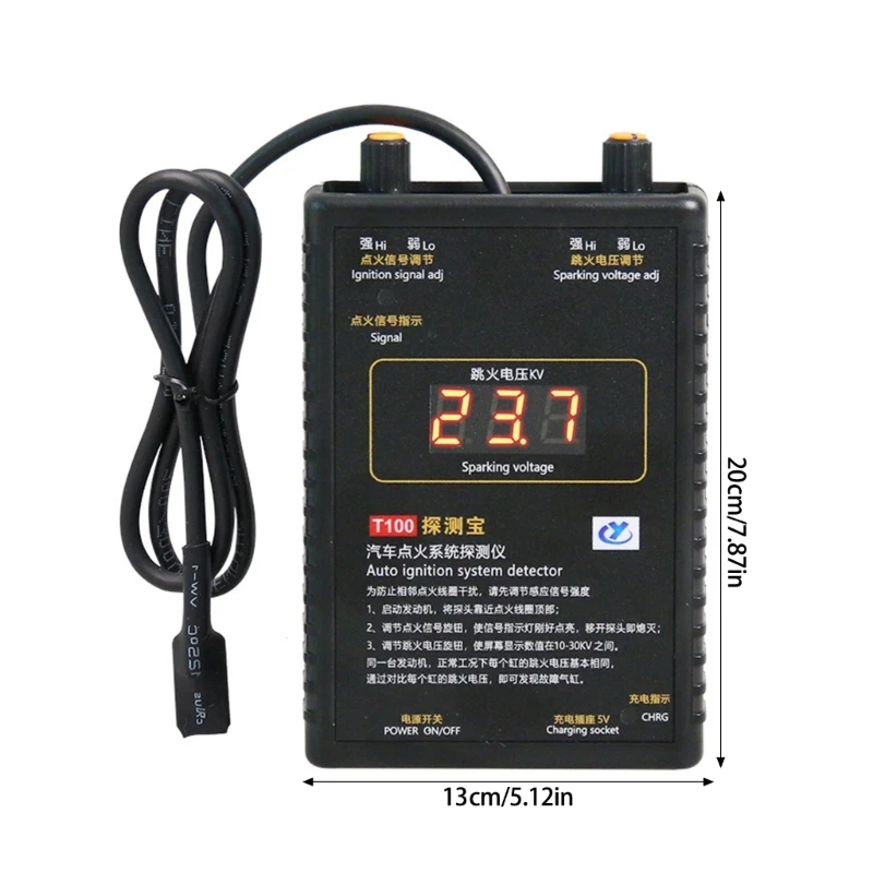 Auto Car Ignition Diagnostic T100, Engine Fault Detection Tool with Analysis Vehicle Maintenance Troubleshooting