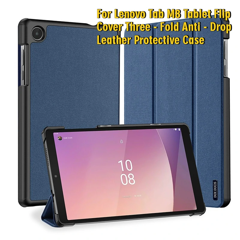

For Lenovo Tab M8 Tablet Flip Cover Three - Fold Anti - Drop Leather Protective Case