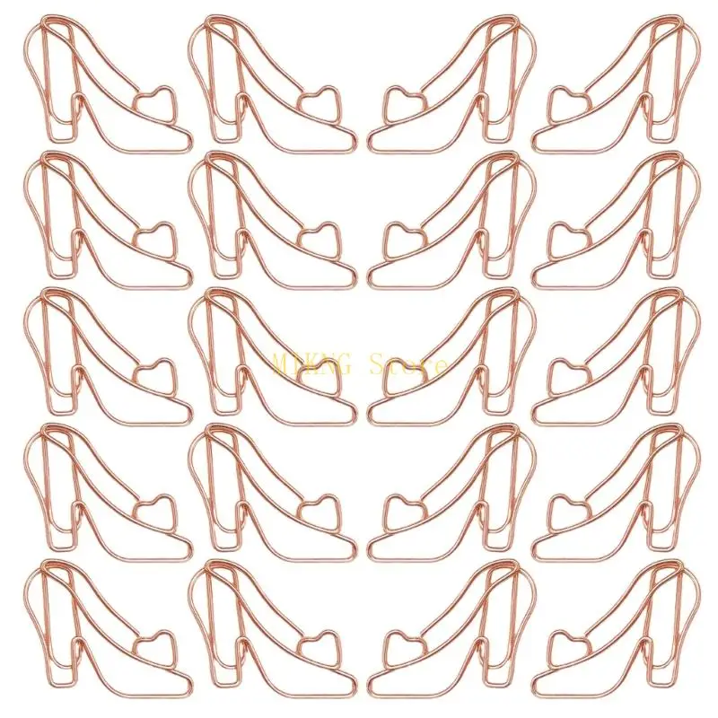 20Pcs High Heel Metal Paper Clip 30x24mm File Organiser Clip Bookmarks Page Marker Clips for Document Notebook best sale