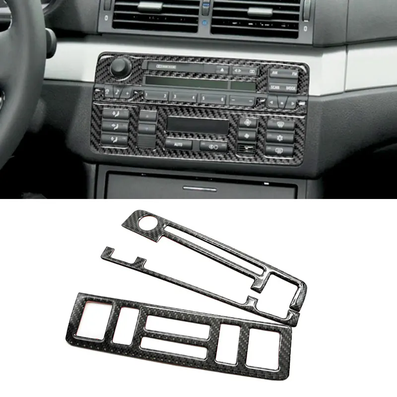 For BMW 3 Series E46 1998 1999 2000 2001 2002 2003 2004 2005 Car Carbon Fiber Center Control Dashboard Panel Air Vent Cover Trim