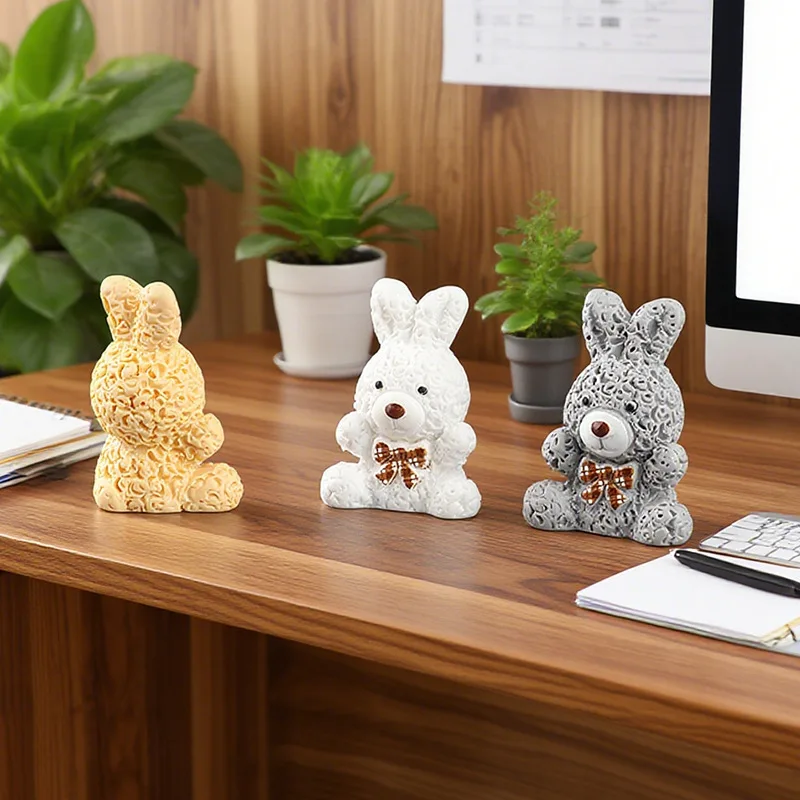100 قطعة Kawaii الراتنج ثلاثية الأبعاد الكرتون الحيوان الأرنب الدب Diy بها بنفسك ديكور المنزل دمية اكسسوارات الحرف اليدوية #3