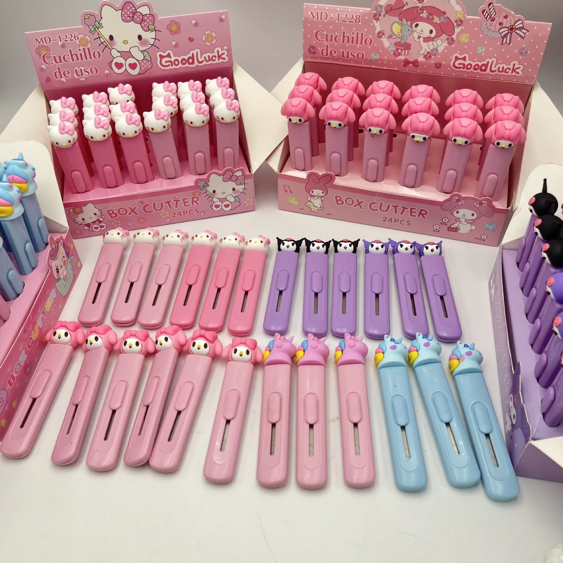 Kawaii Sanrio Utility Knife Anime Kuromi Cinnamoroll Mymelody Cartoon Student Art Cutting Express Box Cutter Tool Toys Gifts