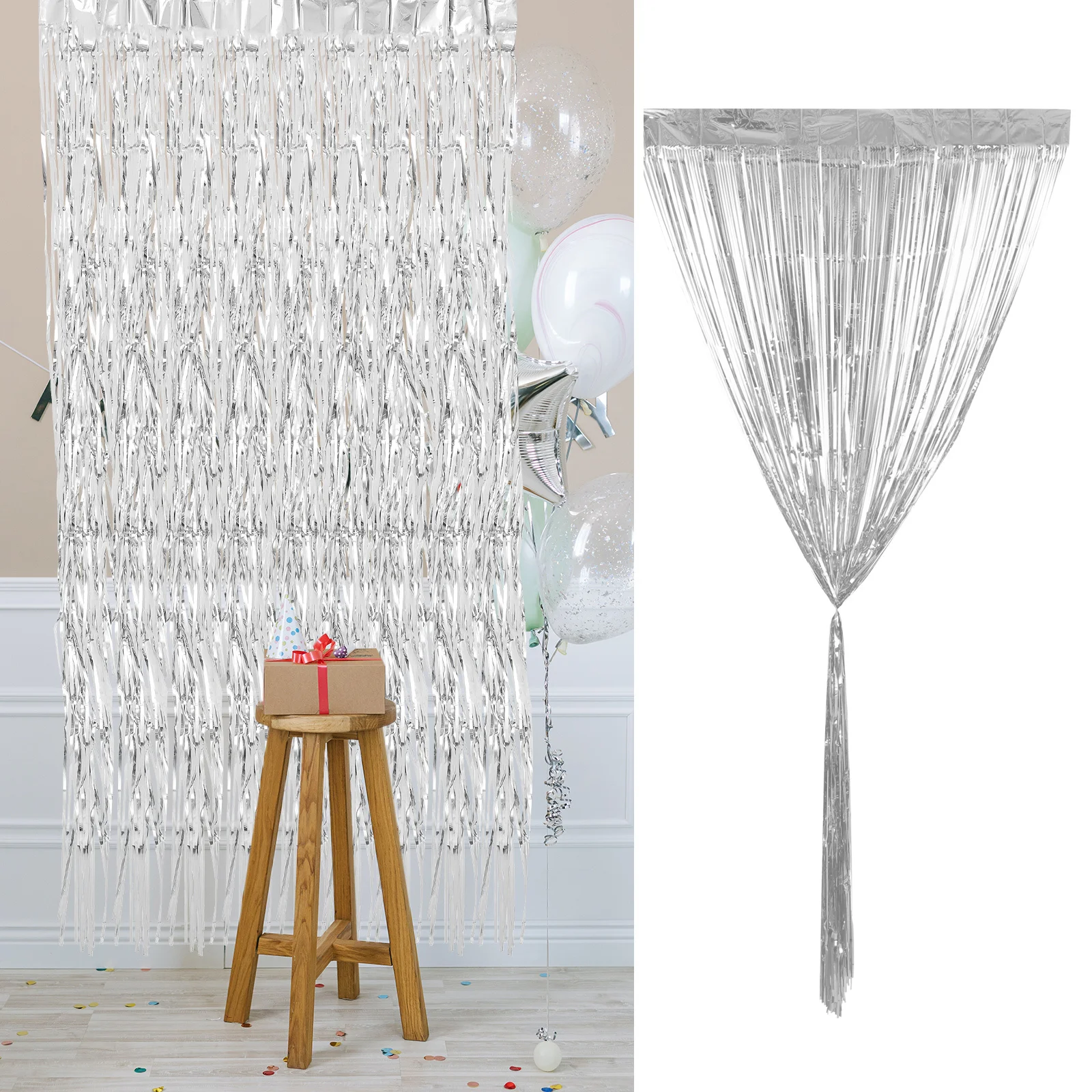 

2Pcs Shiny Fringe Curtain Backdrop for Party Decorations Soft Pet Material Perfect for Wedding and Events Fringe Curtain