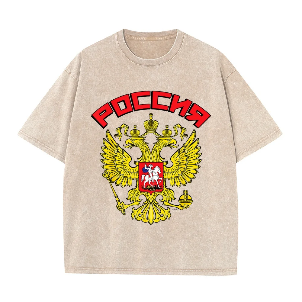 Russian Double Headed Eagle Russia Coat of Arms T-Shirt Streetwear Tシャツ メンズ New In Tops And T-Shirts Short Sleeve Clothing