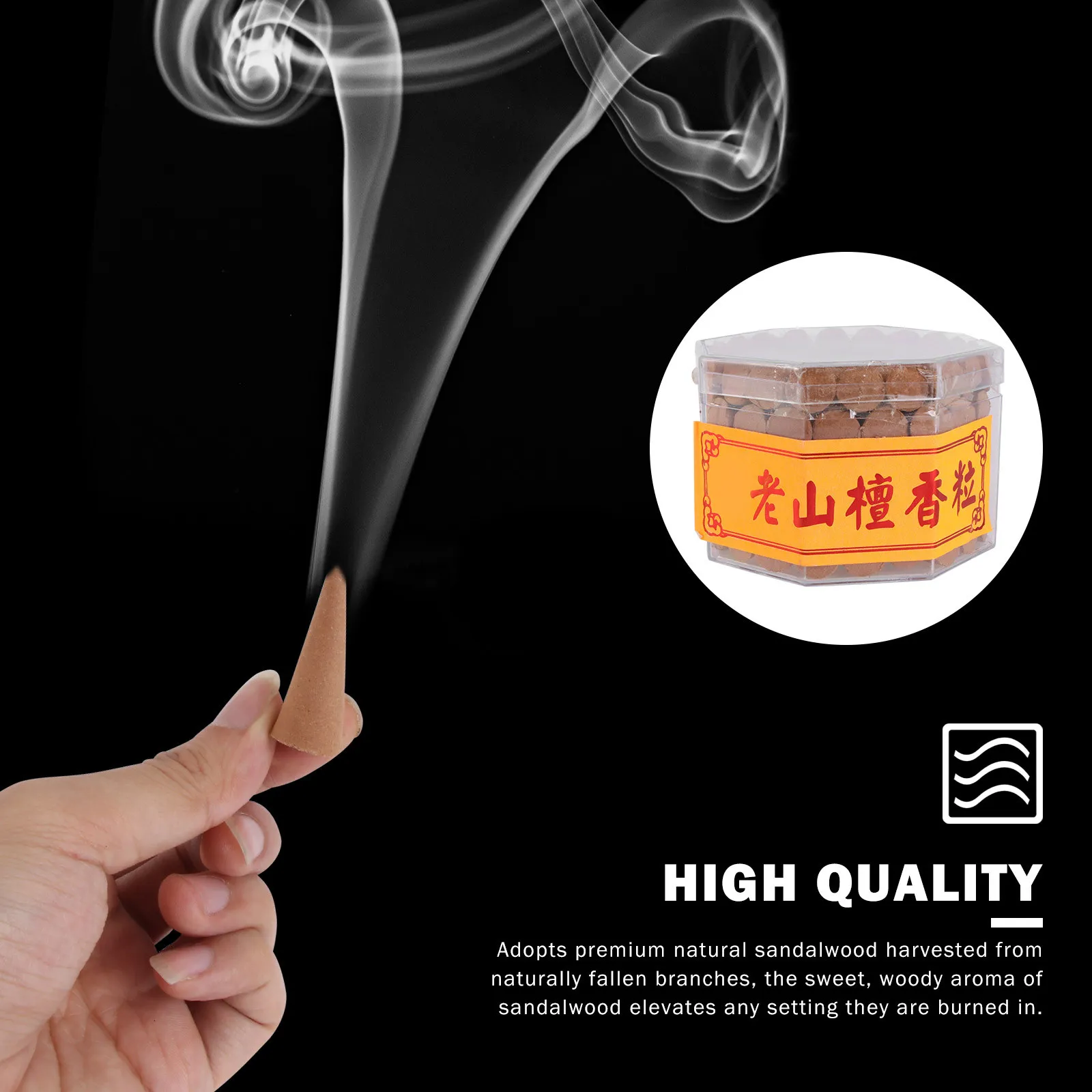 150Pcs Sandalwood Grain Incense Cones Natural Fragrant Backflow Cones for Buddhist Temple Living Room Aromatherapy Focus Anxiety
