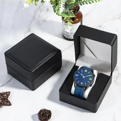 Lnofxas Black Single Watch Gift Box with Pillow PU Leather Wristwatch Display Case Organizer for Men