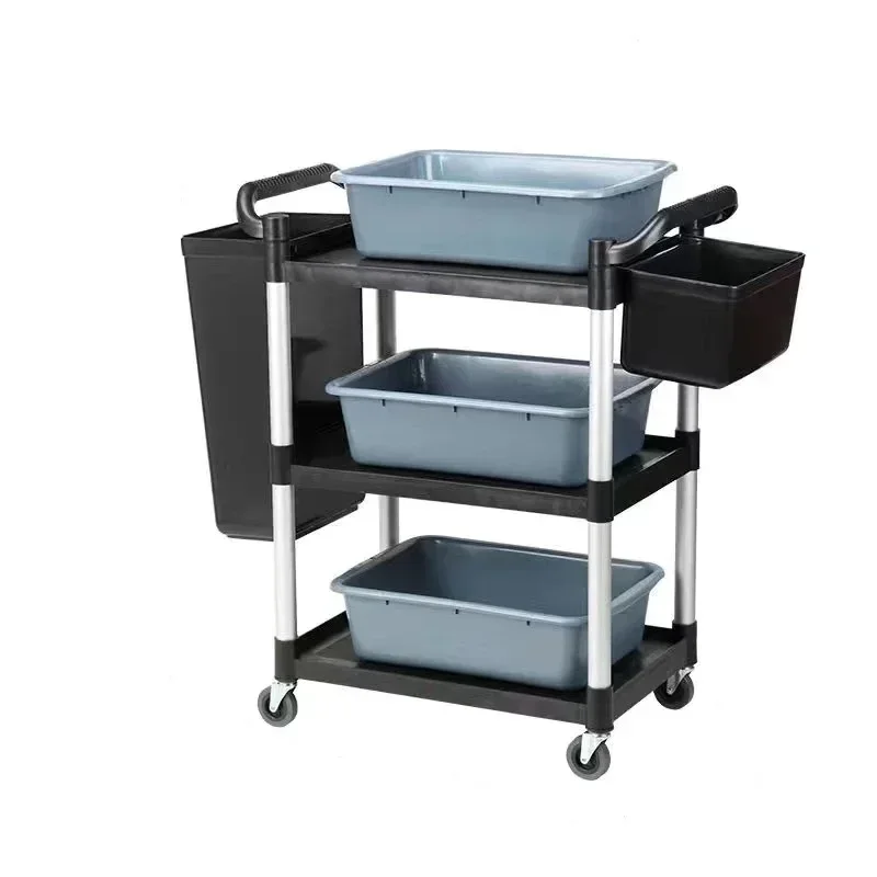 DSA three-layer thickened meal collection bowl collection cart restaurant trolley mobile hotel commercial hand push dining side