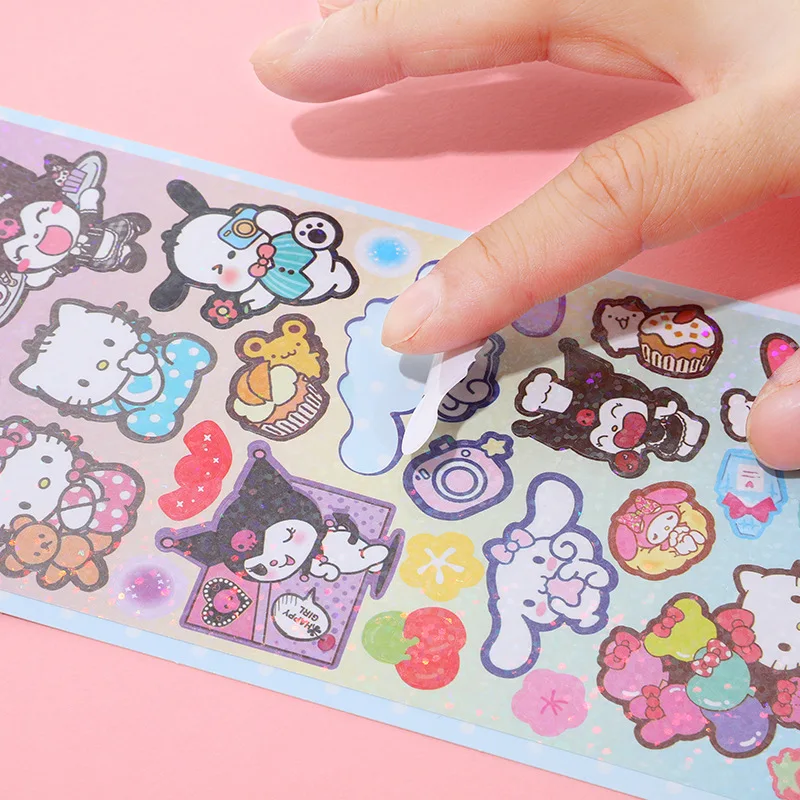 20/100pcs Sanrio Sticker Cute Hello Kitty Cinnamoroll Kuromi My Melody Sticker Kids Decals Hand Account Stationery Wholesale Toy