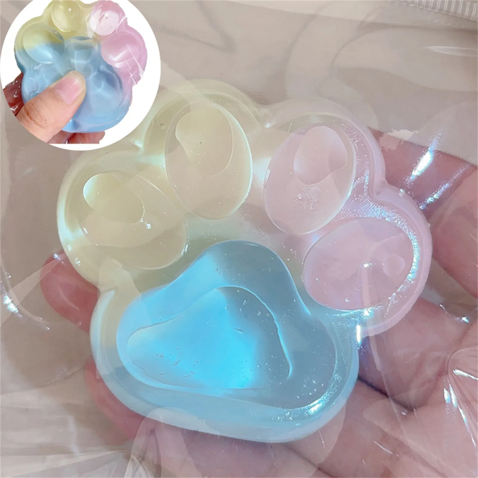 

Small Fresh Transparent Cat Paw Slow Rebound Toy Creative Office Decompression Pinch Music Fidget Toys