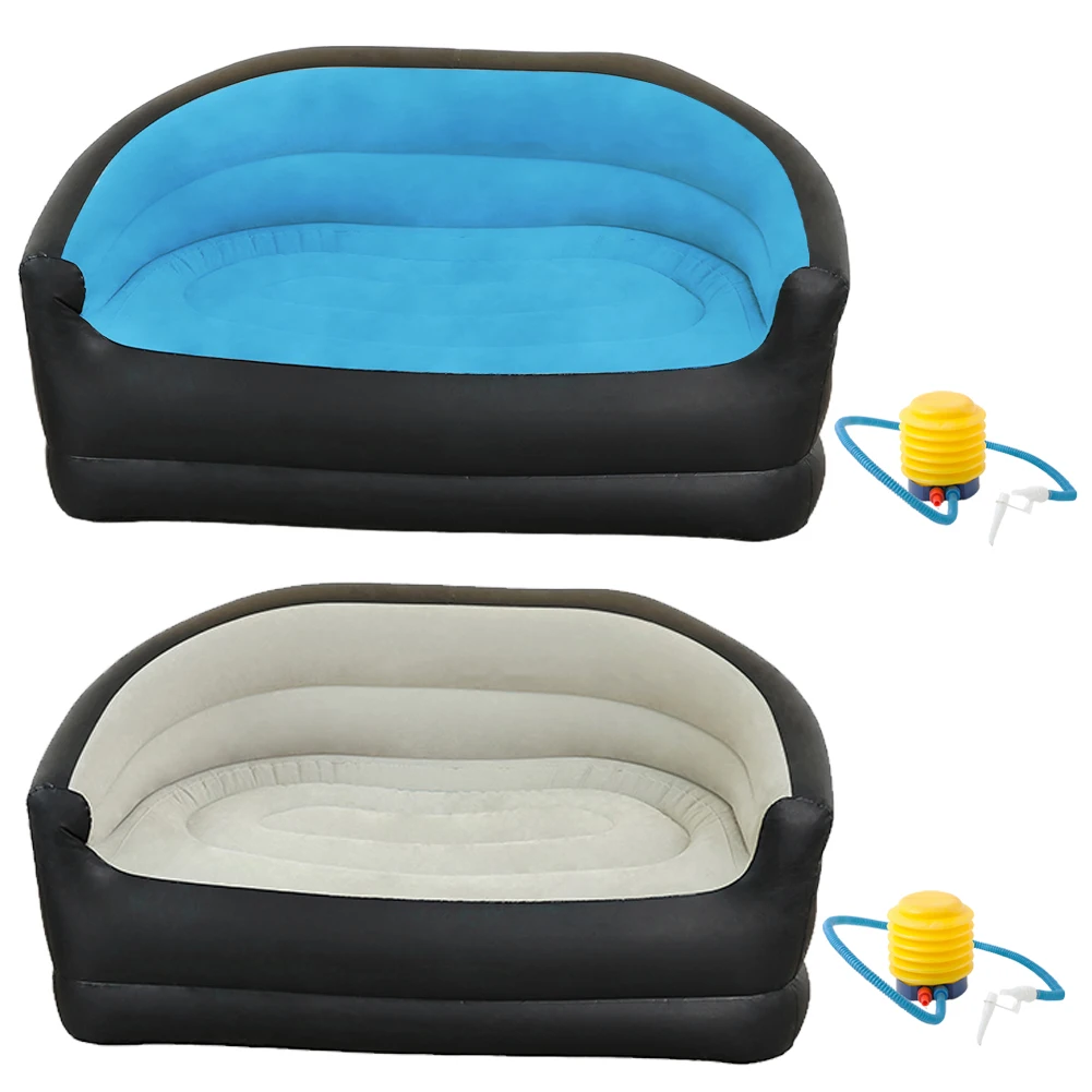 Twin Size Air Sofa Bed with Air Pump Blow Up Couch Inflatable Lounging Sofa for Indoor Living/Tent Camping/Outdoor Activities
