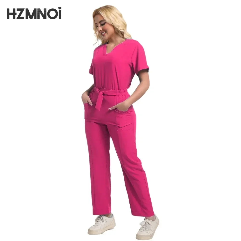 New Clinical Uniform Fashion Pocket Scrubs Suit Hospital Scrubs Uniforms Medical Clothing Doctor Nurse Nursing Uniform Women Set