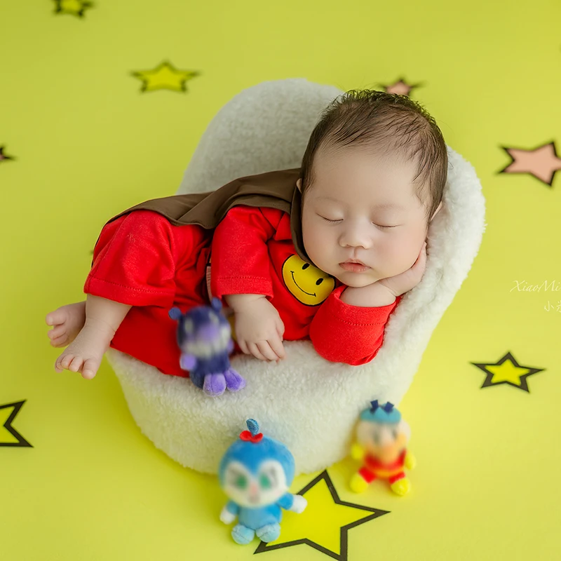 Pakaian fotografi baru lahir mantel baju tema Superman kecil lucu Aksesori pemotretan Studio alat peraga foto Pose bayi