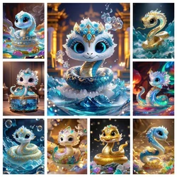 Diamond Mosaic Snake Cute Animal Full Square Round Diamond Painting Zodiac Signs Cartoon New Collection 2025 Decor For Home