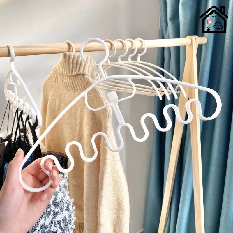 5/10PCS Wave Shape Multi-Purpose Hangers Non Slip Bra Lingerie Slot Hanging Hook For Tank Top Home Wavy Clothes Hanger Holder