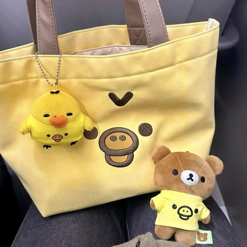 

Rilakkuma Handbag Suede Texture Inner Lining Fully Printed Storage Bag Handheld Rice Box Bag Birthday Gifts for Boys and Girls