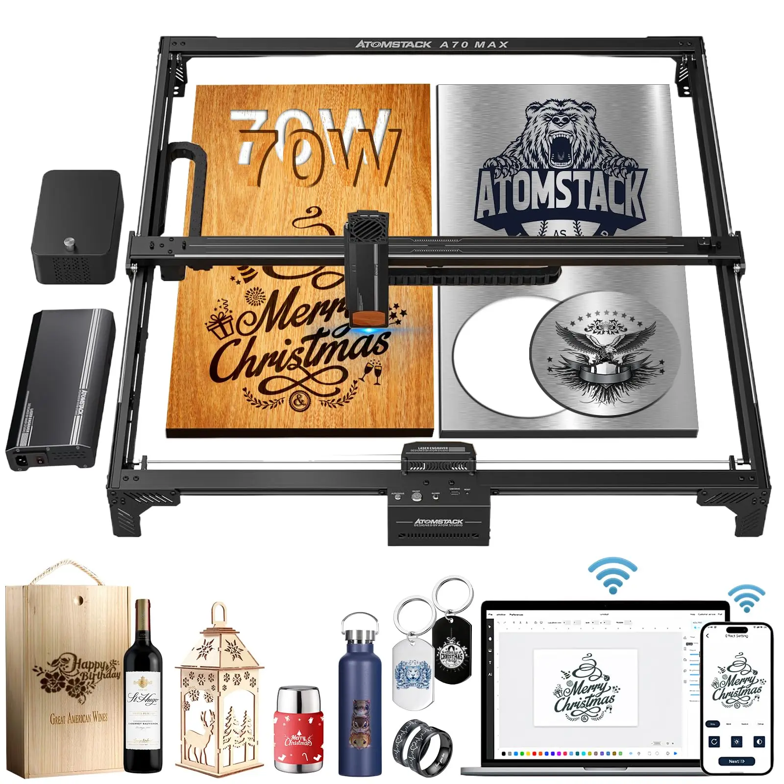 

ATOMSTACK A70 Max Laser Engraving Cutting Machine 70W/35W Switchable 800*850mm400mm/s One-Click Auto Focus Professional Engraver