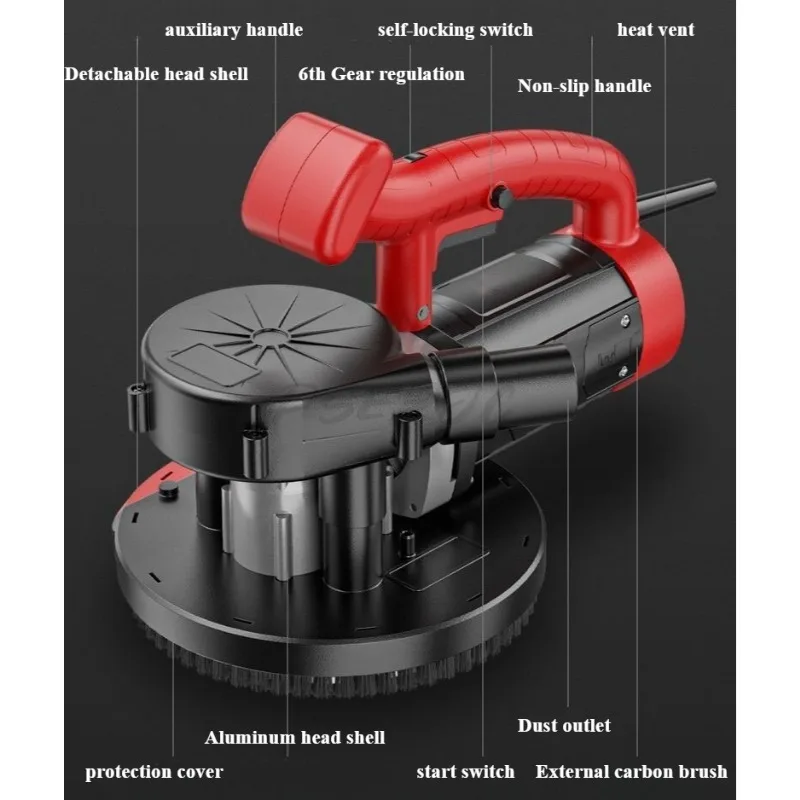 6th Gear Adjustable Concrete Dust-free Old Wall Renovation Handheld Polishing Tool Wall Planing Machine