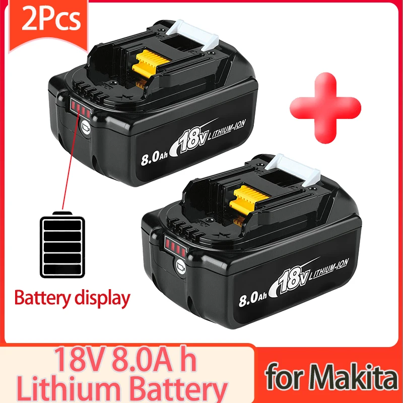 Batterie de remplacement pour outil électrique Makita, 18V, 8,0 Ah, nouvelle batterie au lithium, compatible avec les outils électriques sans froid Makita, 2 pièces