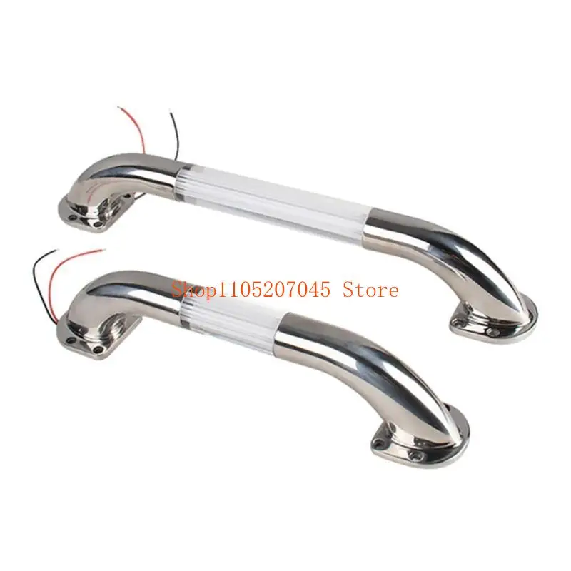 

37cd Boats Handrail Grab Handle Polished Stainless Steel Round Tube with Blue LED Light,13'' 20'' Marine Grab Handle