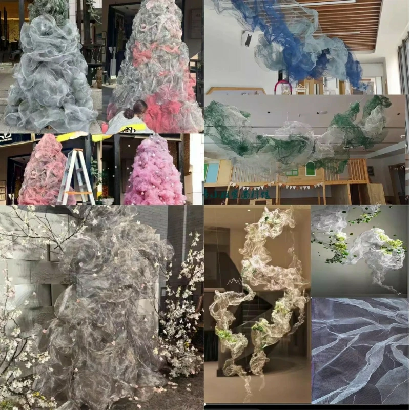 

20/30 Meters Dreamy Metal Mesh Cloud Backdrop for Wall Ceiling Flower Arrangement Wedding Decor Aerial Background Material Props