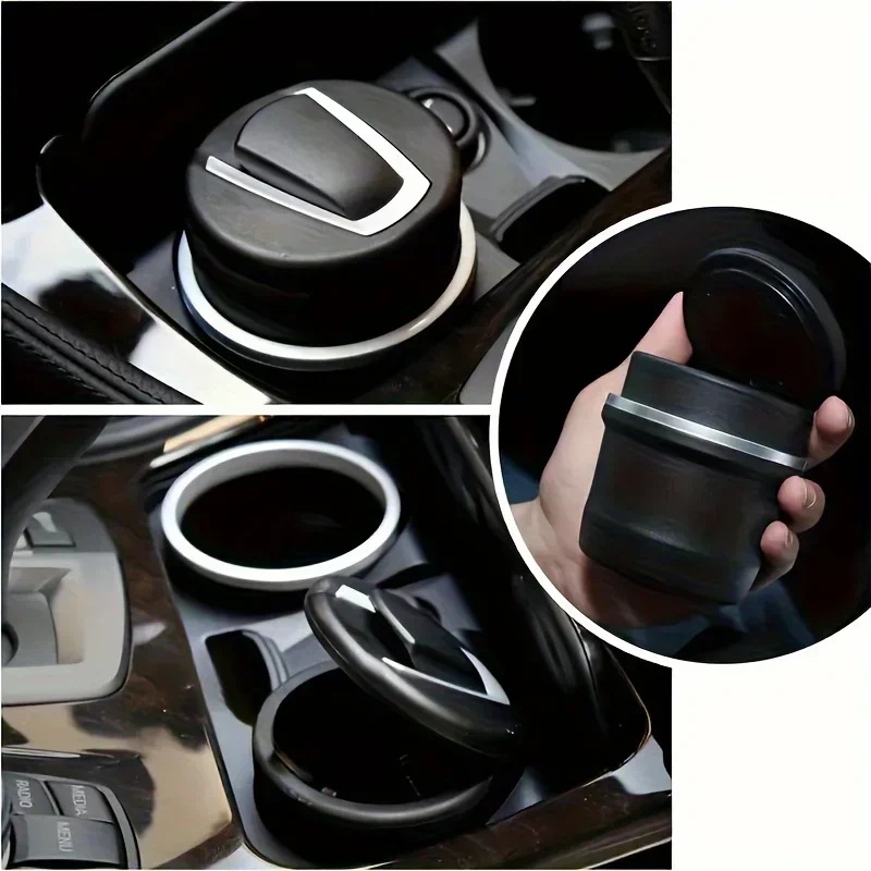 Portable LED Car Ashtray Cup - Detachable Fireproof Holder with Auto-Open Lid for BMW Auto Accessories view 4