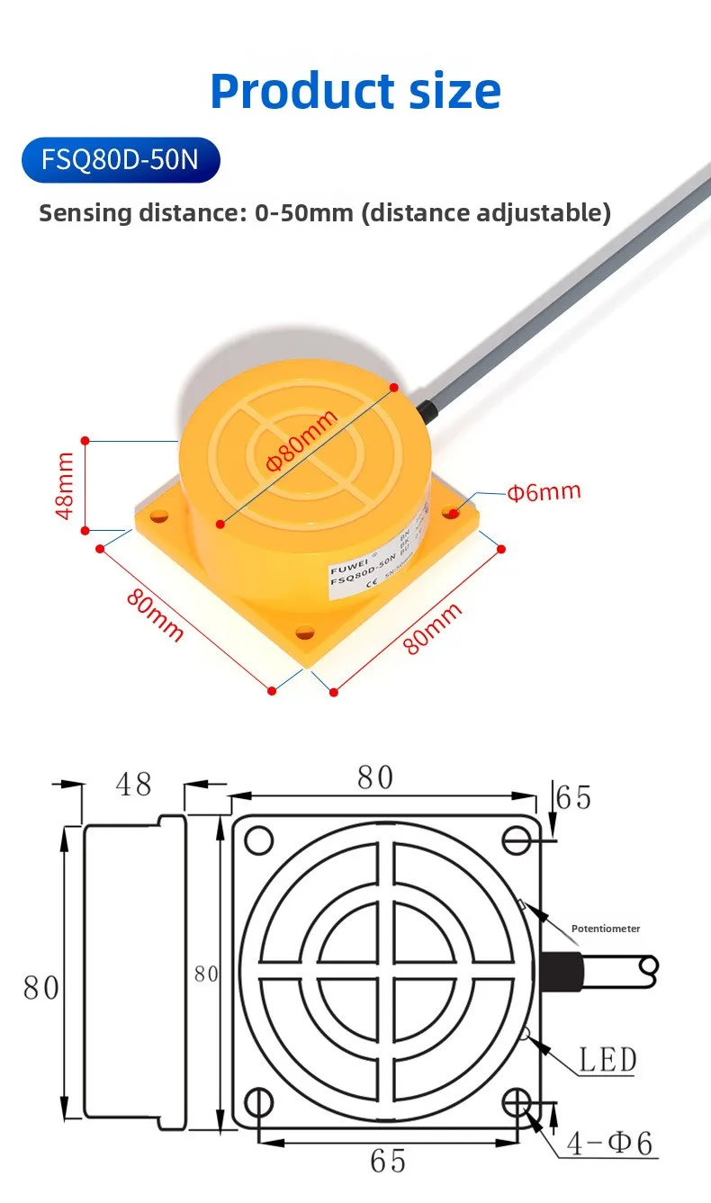 Inductive Disc Proximity Switch Sensor FSO80D-50N Kart Lap Counting Inductive Waterproofing