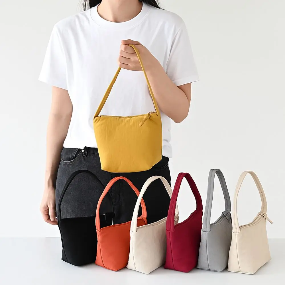 

Портативная нейлоновая сумка в корейском стиле, однотонная большая вместительная сумка, универсальная простая сумка для подмышек для девочек