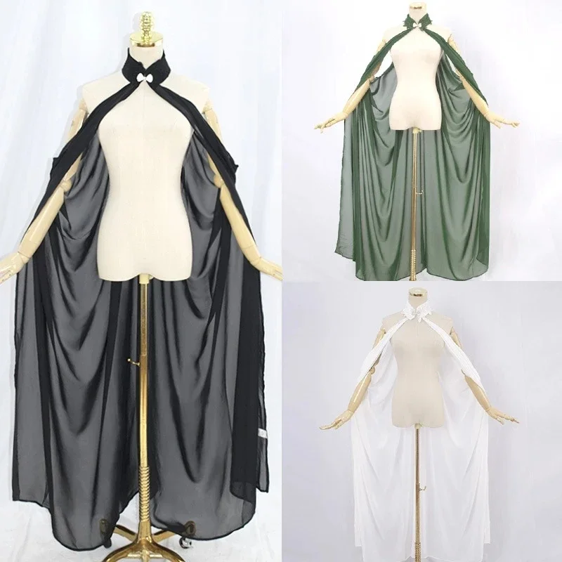 

Women Medieval Fairy Shawl Cape Chiffon Gothic Wicca Robe Black Red Cosplay Victorian Dress Cloak Halloween Costume for Women