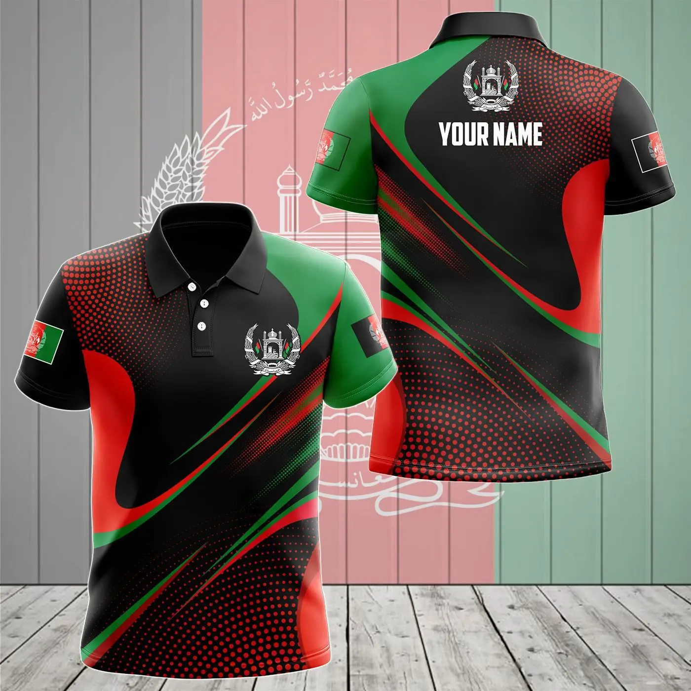 Polos con nombre personalizado y escudo de armas de Afganistán, ropa de calle informal de verano, Jersey holgado a la moda para hombre, ropa deportiva de talla grande