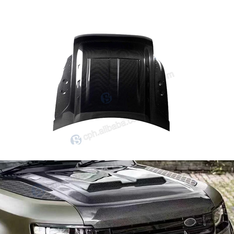 

BENSNEES Auto Body Carbon Fiber Engine Bonnet KAHN Style Hood For Land Rover Defender 90 110 130 Condition New