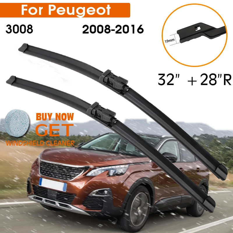 Car Wiper Blade For Peugeot 3008 2008-2016 Windshield Rubber Silicon Refill Front Window Wiper 32