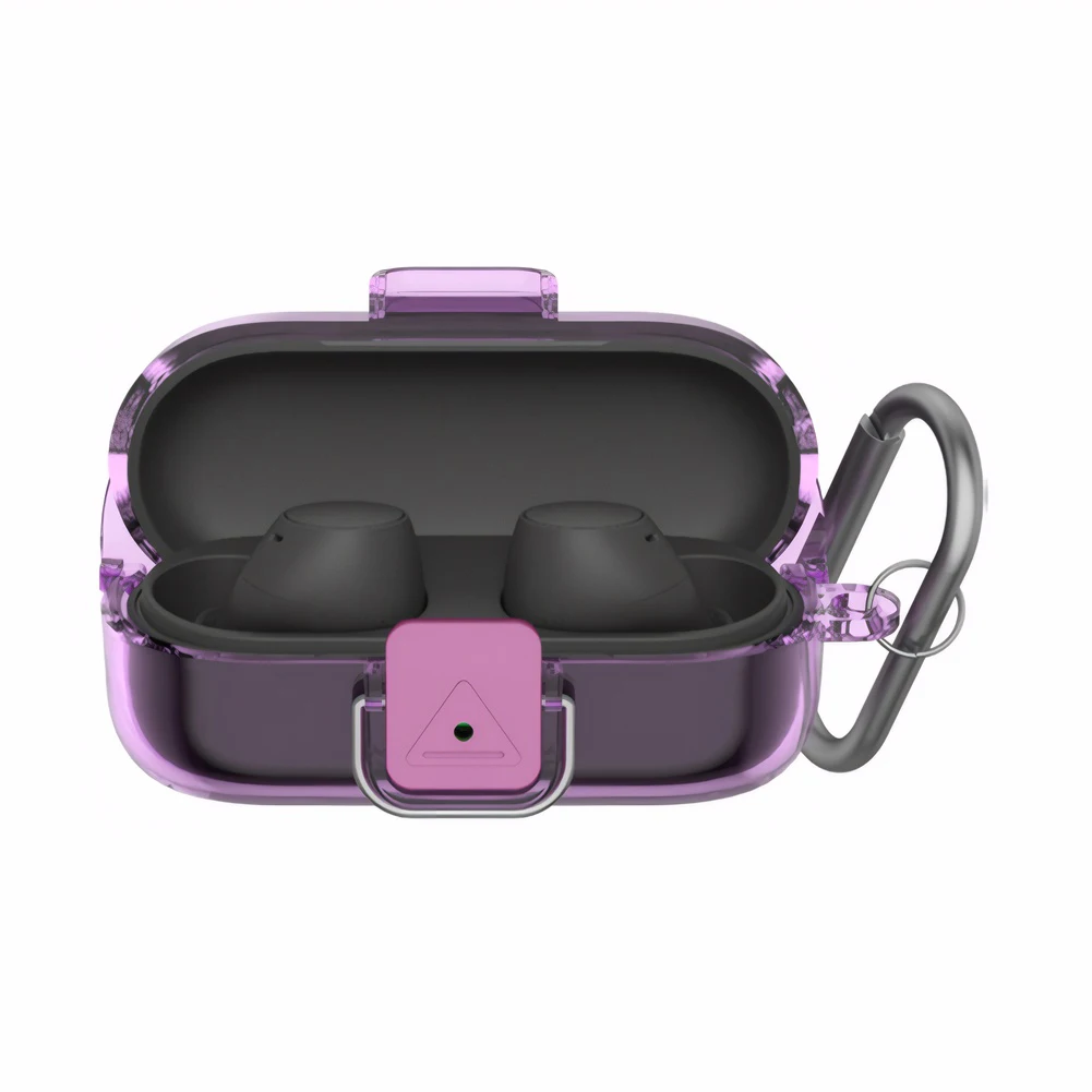 حافظة شفافة من البولي يوريثان لهاتف سوني WF-C510 حافظة سماعة أذن غطاء سماعات أذن مقاومة للصدمات مع حلقة تسلق لسوني WF-C510 حافظة شحن