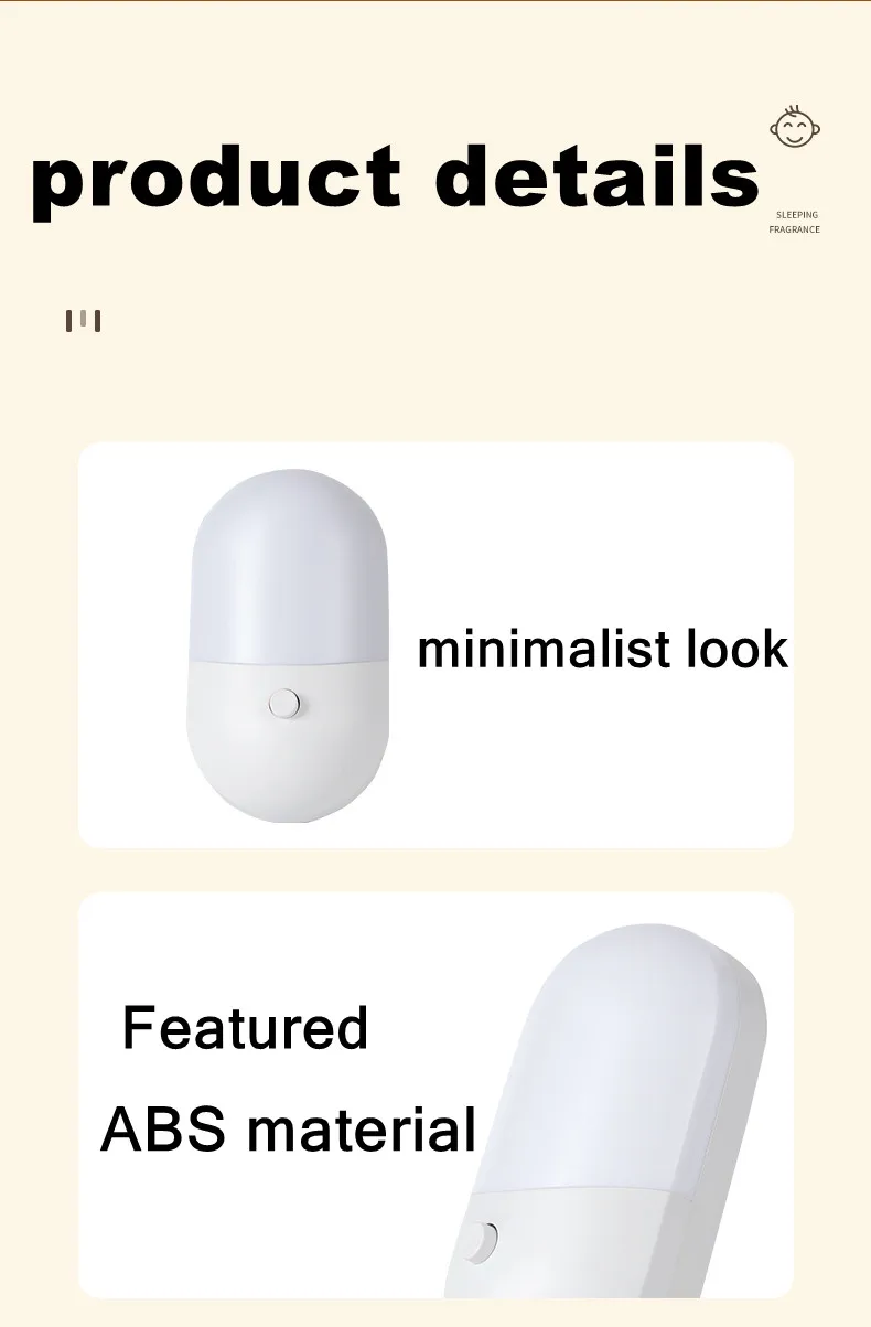 Energy Saving 3W Night Light Plug-in LED Socket Lamp Indoor Lighting Bedroom Night Bedside Lamp US/EU Two-color