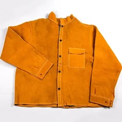 Giacca da lavoro per saldatura in pelle abbigliamento protettivo in pelle di vacchetta divisa resistente alla fiamma per uomo e donna-taglia L / XL