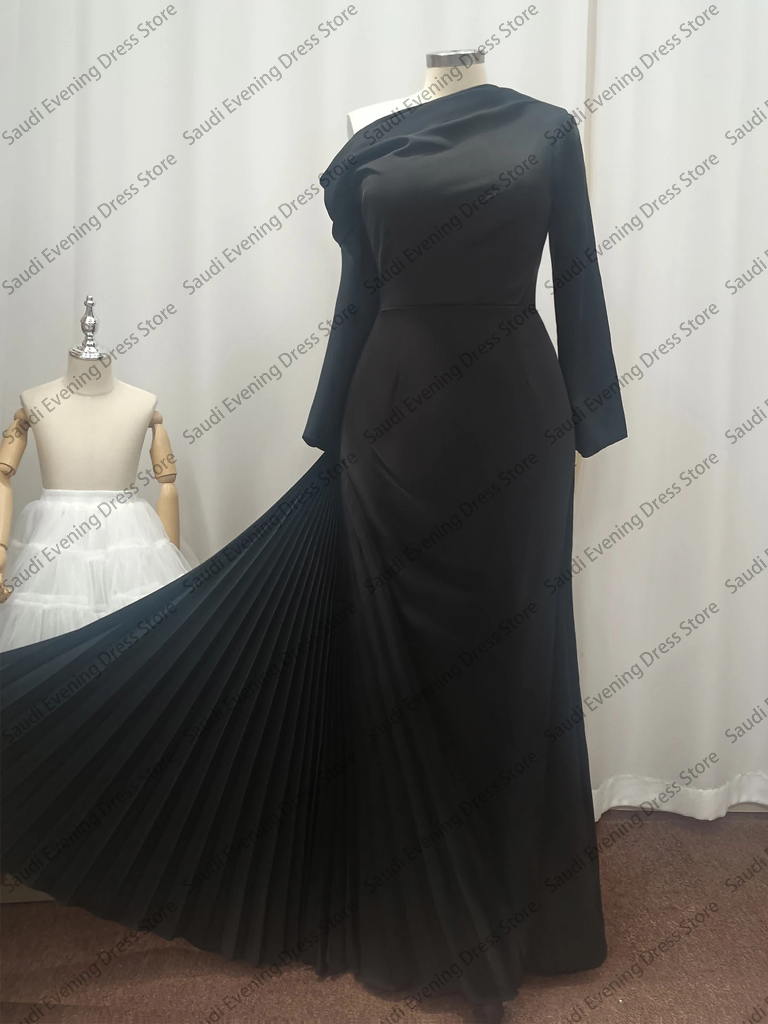 Saudi Arabia Evening Dresses One-Shoulder Party Gowns Pleat Prom Ankle-Length Dresses For Formal Occasions image 5