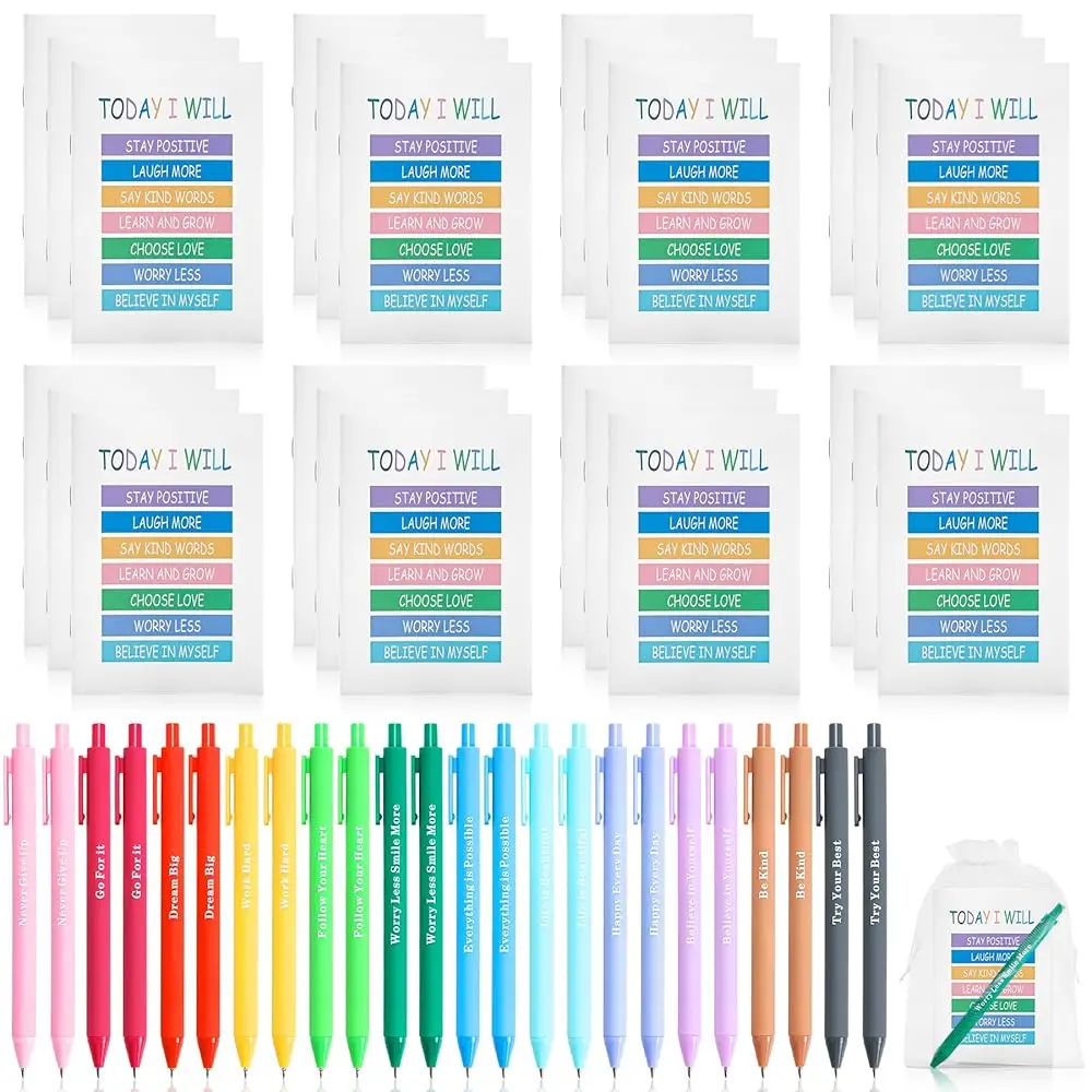 

Набор из 48 штук: Вдохновляющие блокноты с позитивными аффирмациями, мотивационные ручки и маленькие сумки – подарки для сотрудников