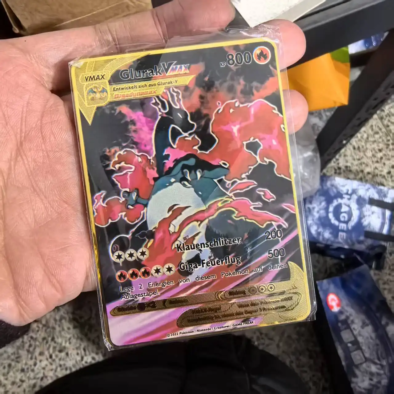 Pokemon-Metallkarten im Deutsch Terastal Pikachu Arceus Charizard DIY Trading Flash Card Anime Cartoon Geschenk
