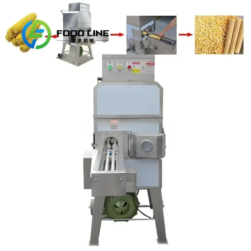 Fully Automatic Fresh Corn Sheller Thresher Machine Mobile Vertical Maize Stripper with Conveyor for Agricultural Processing