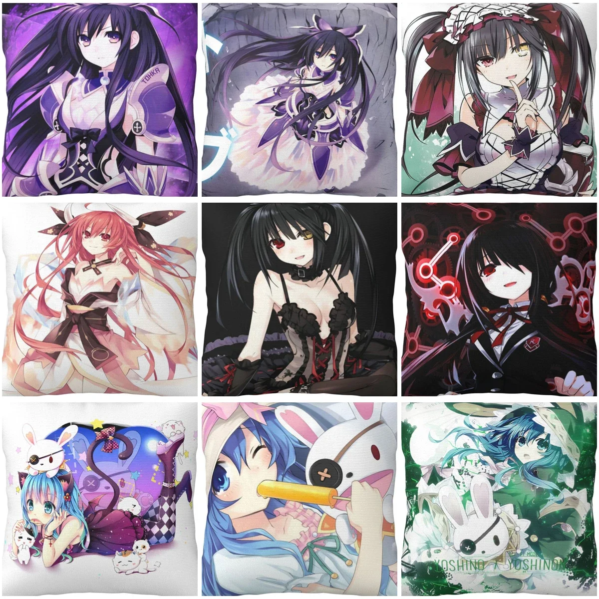 

Симпатичная квадратная подушка Tohka Yatogami Yoshino Tokisaki Kurumi, искусственная Дата, искусственная кожа, обложки, наволочка для дома 18x18 дюймов