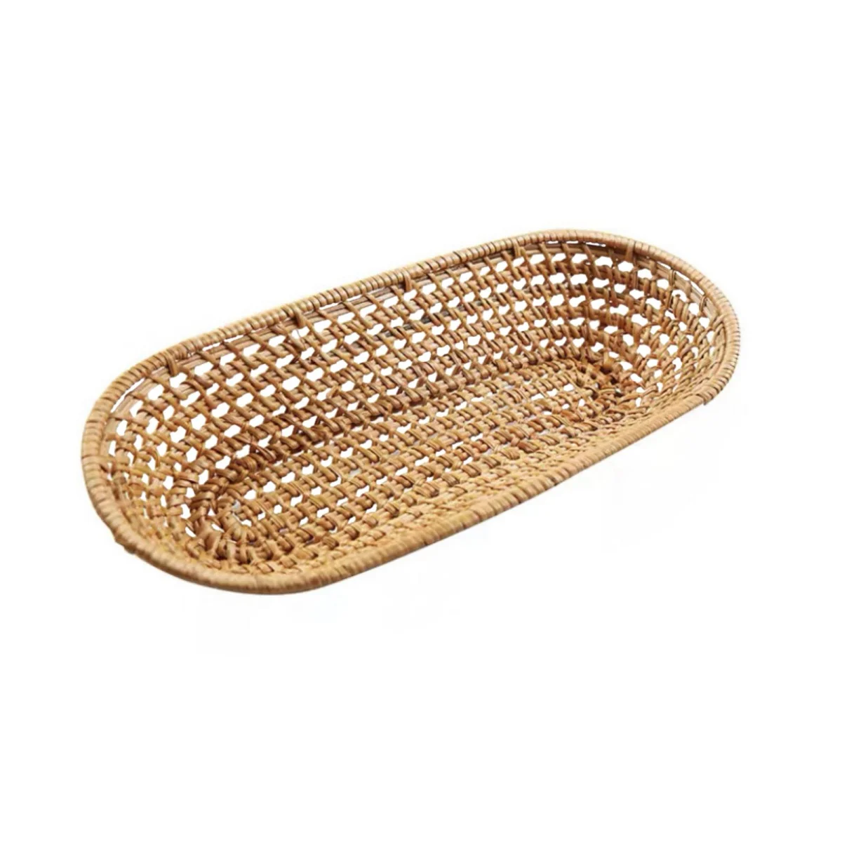 

1/2 pcs Rattan Hollow Oval Storage Basket Home Office Desktop Small Objects Storage Box Plant Ornament