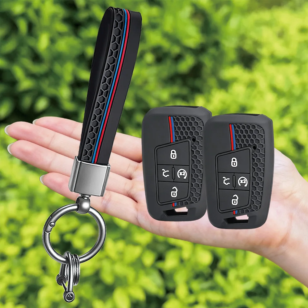2026 Keychain Silicone 4 Button Car Key Case Cover Shell Fob for Volkswagen VW Jetta Tiguan Atlas Arteon Taos Car Accessories