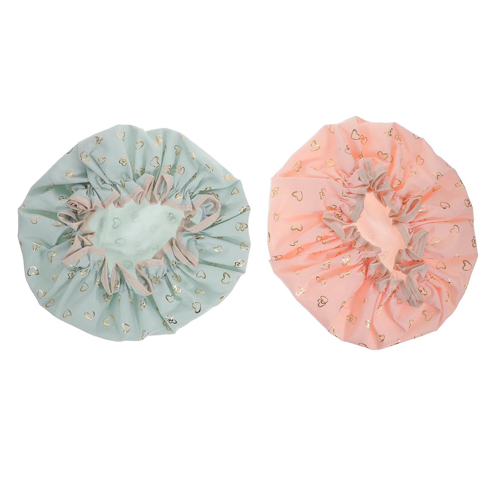 

2Pcs Waterproof Shower Hair Caps Elastic Double Layer Reusable Bathing Caps Washable Hair Cover for Women Spa Makeup Travel