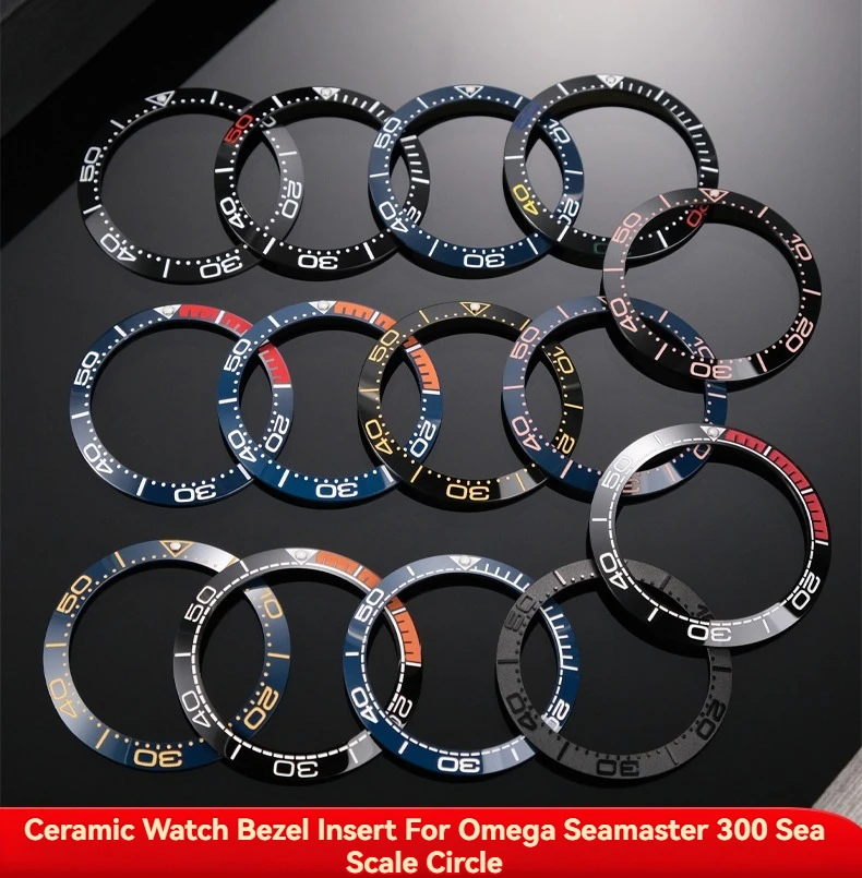 

38mm High Quality Ceramic Watch Bezel Insert For Omega Seamaster 300 Sea Scale Circle Replace Colorful Ring watch Accessories